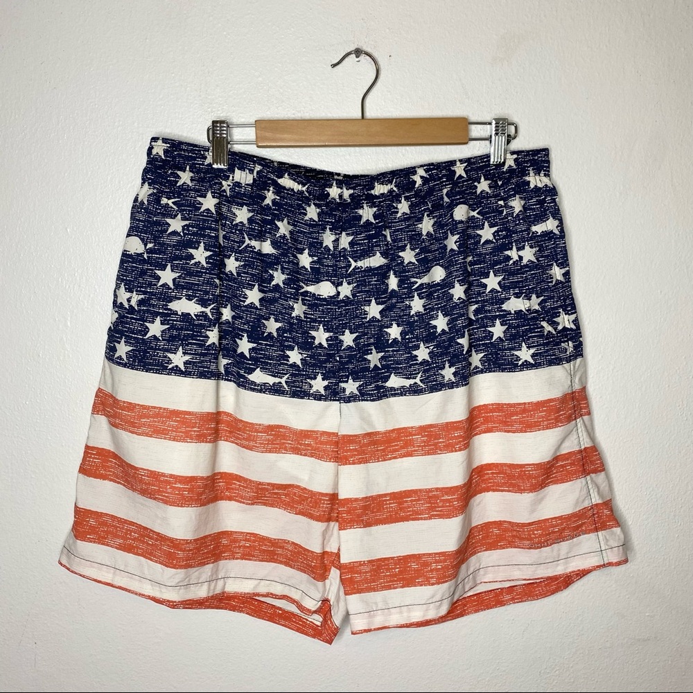 Columbia PFG American Flag Lined Swim Trunks Shorts